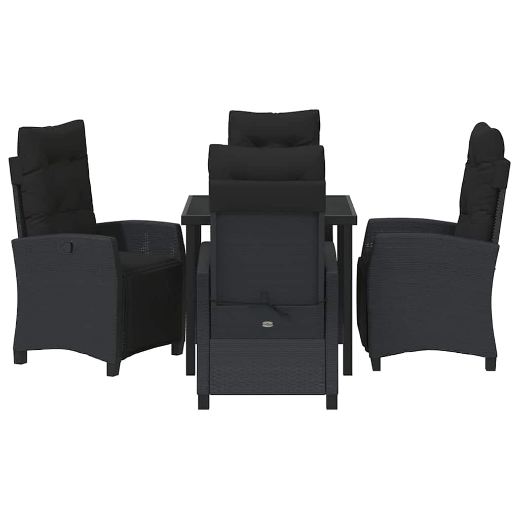Kert étkező szett párnával 5 pcs Fekete polirattan