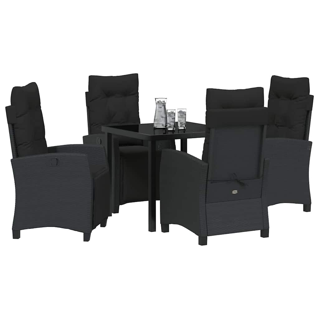 Kert étkező szett párnával 5 pcs Fekete polirattan