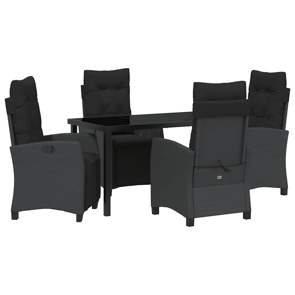 Kert étkező szett párnával 5 pcs Fekete polirattan