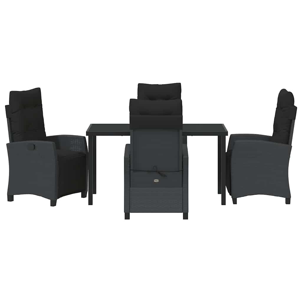 Kert étkező szett párnával 5 pcs Fekete polirattan