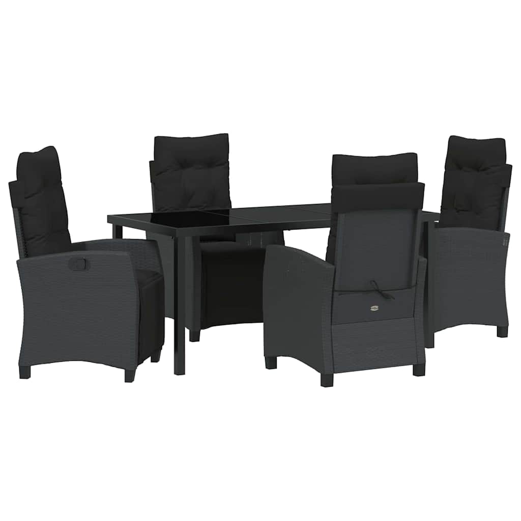 Kert étkező szett párnával 5 pcs Fekete polirattan