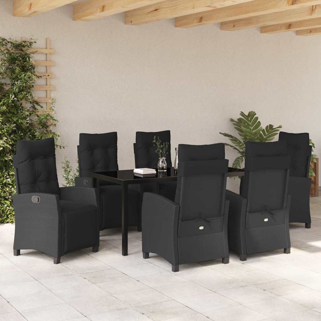 Kert étkező szett párnával 7 pcs Fekete polirattan