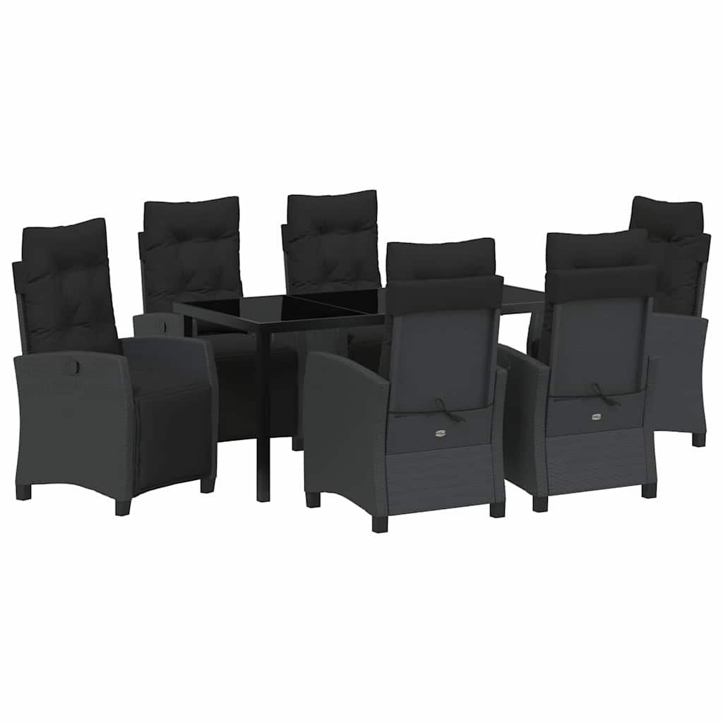 Kert étkező szett párnával 7 pcs Fekete polirattan