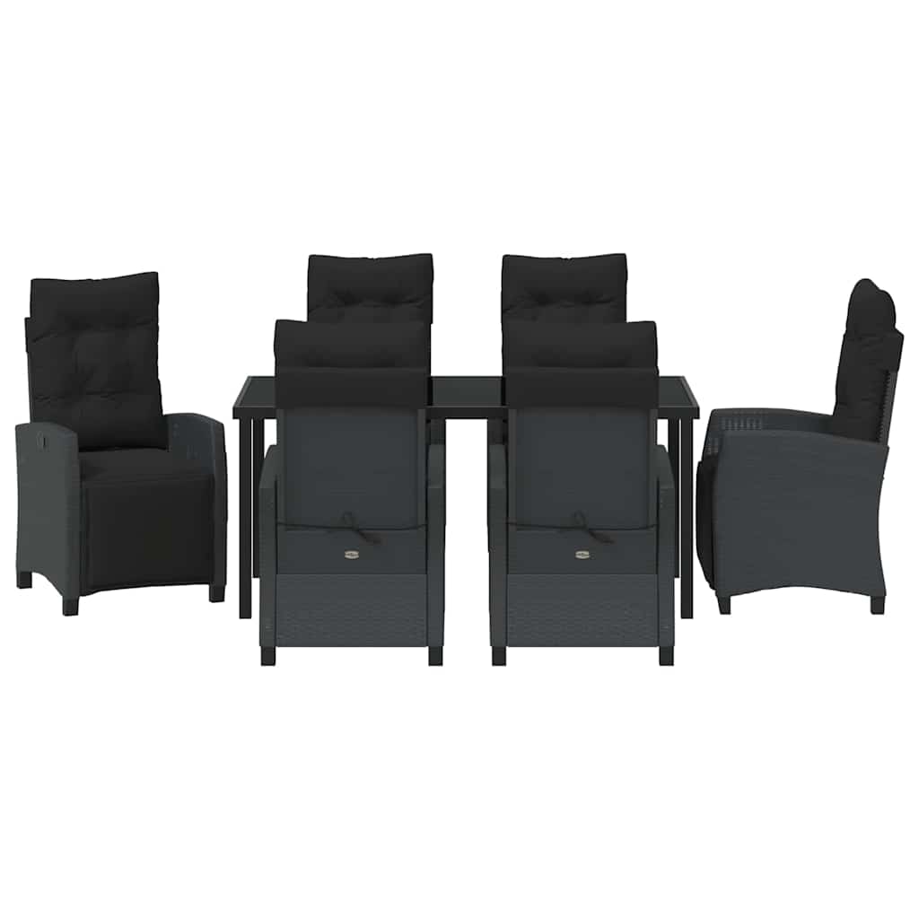 Kert étkező szett párnával 7 pcs Fekete polirattan