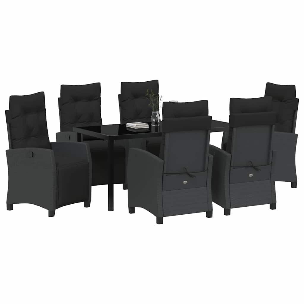 Kert étkező szett párnával 7 pcs Fekete polirattan