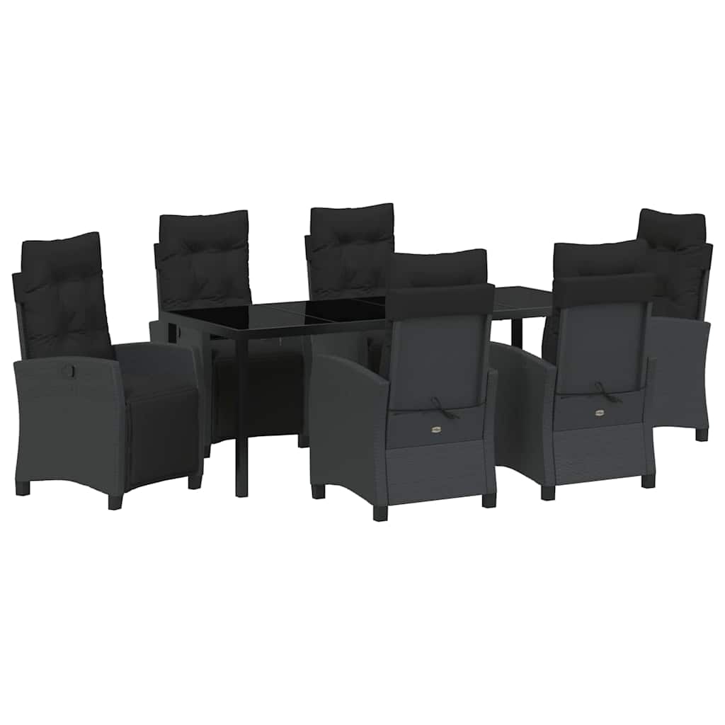 Kert étkező szett párnával 7 pcs Fekete polirattan
