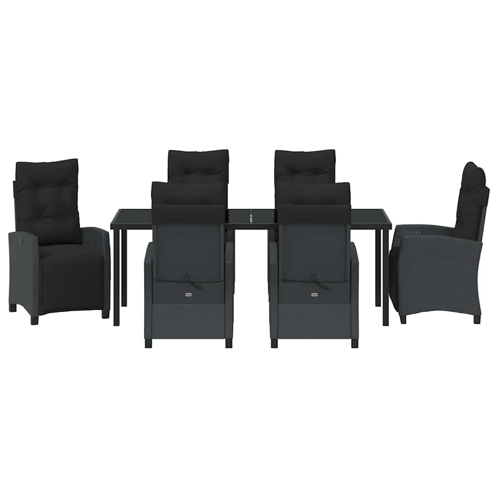 Kert étkező szett párnával 7 pcs Fekete polirattan