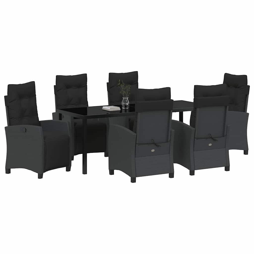 Kert étkező szett párnával 7 pcs Fekete polirattan