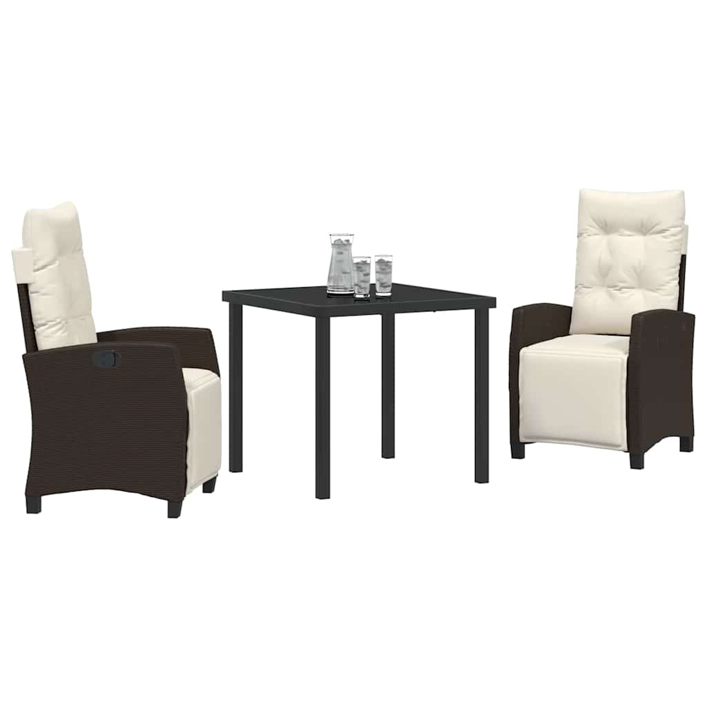 Kert étkező szett párnával 3 pcs Barna polirattan