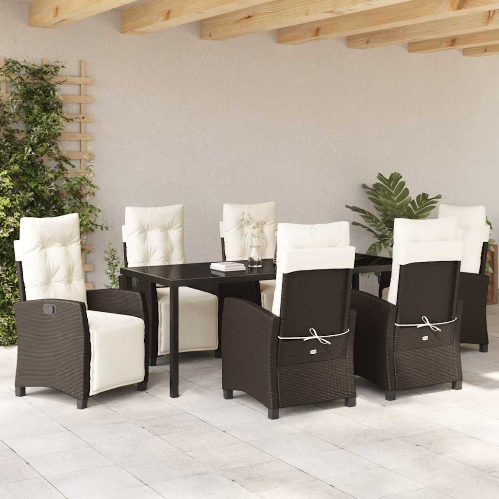 Kert étkező szett párnával 7 pcs Barna polirattan