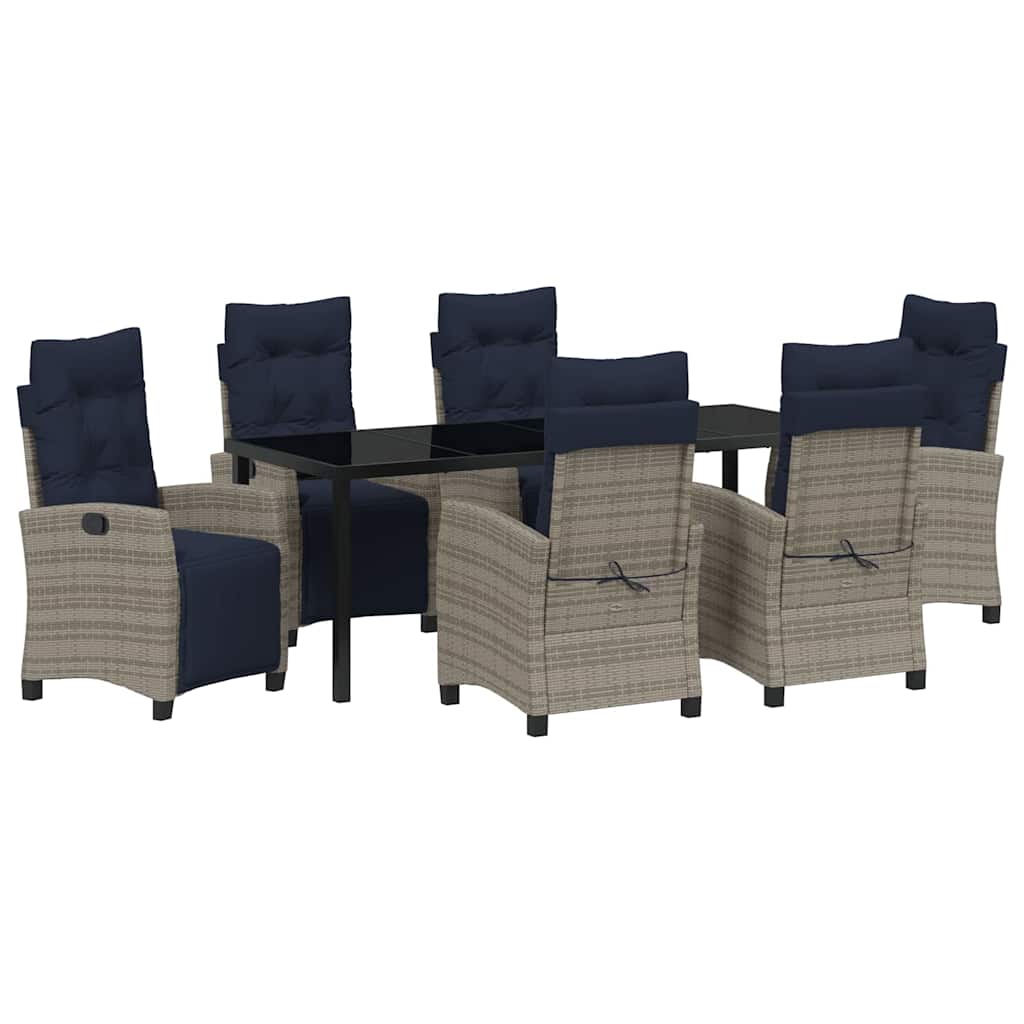 Kert étkező szett párnával 7 pcs Szürke polirattan