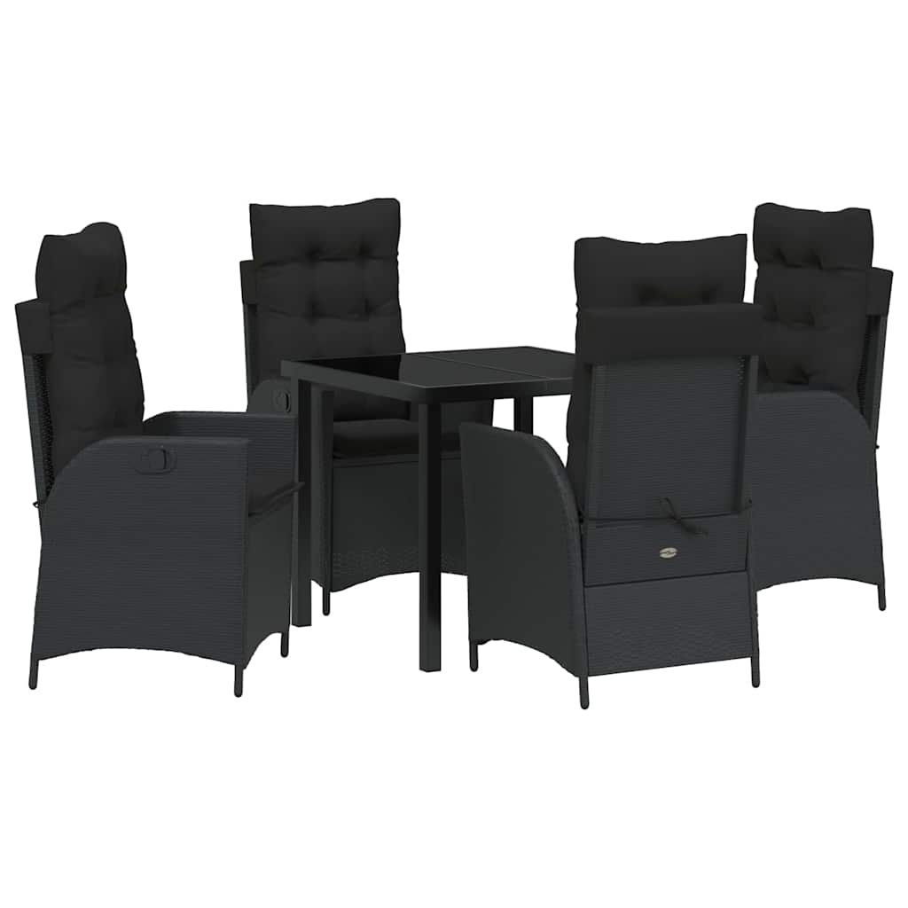 Kert étkező szett párnával 5 pcs Fekete polirattan