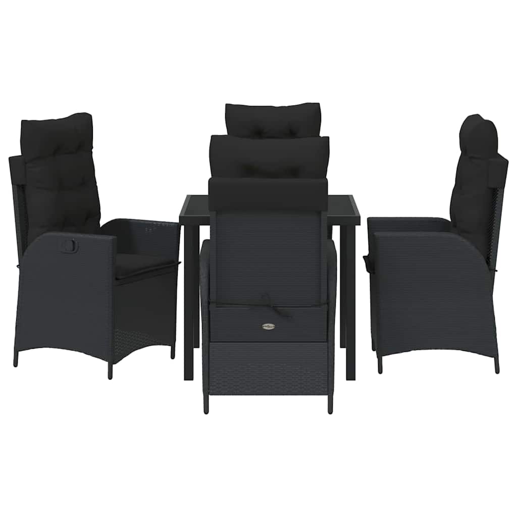 Kert étkező szett párnával 5 pcs Fekete polirattan