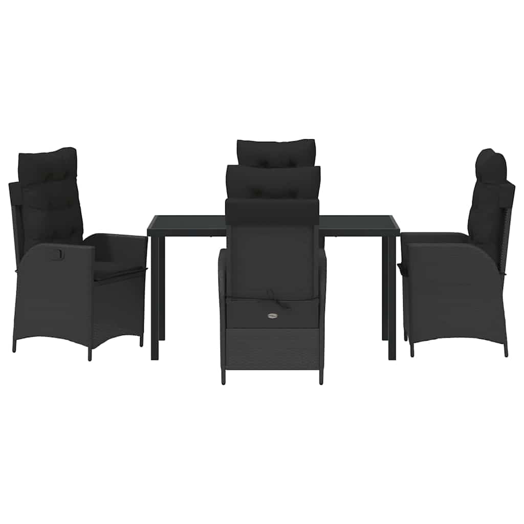 Kert étkező szett párnával 5 pcs Fekete polirattan