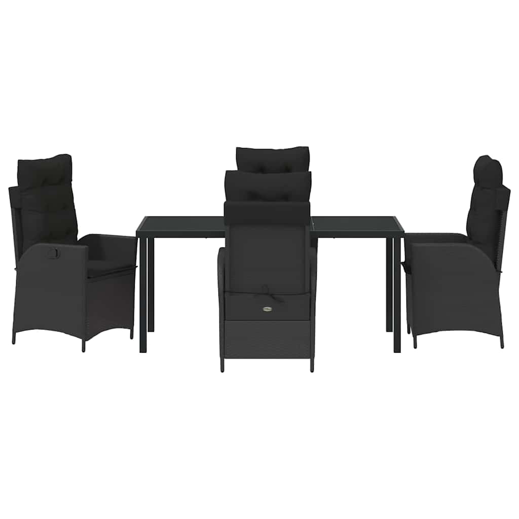 Kert étkező szett párnával 5 pcs Fekete polirattan