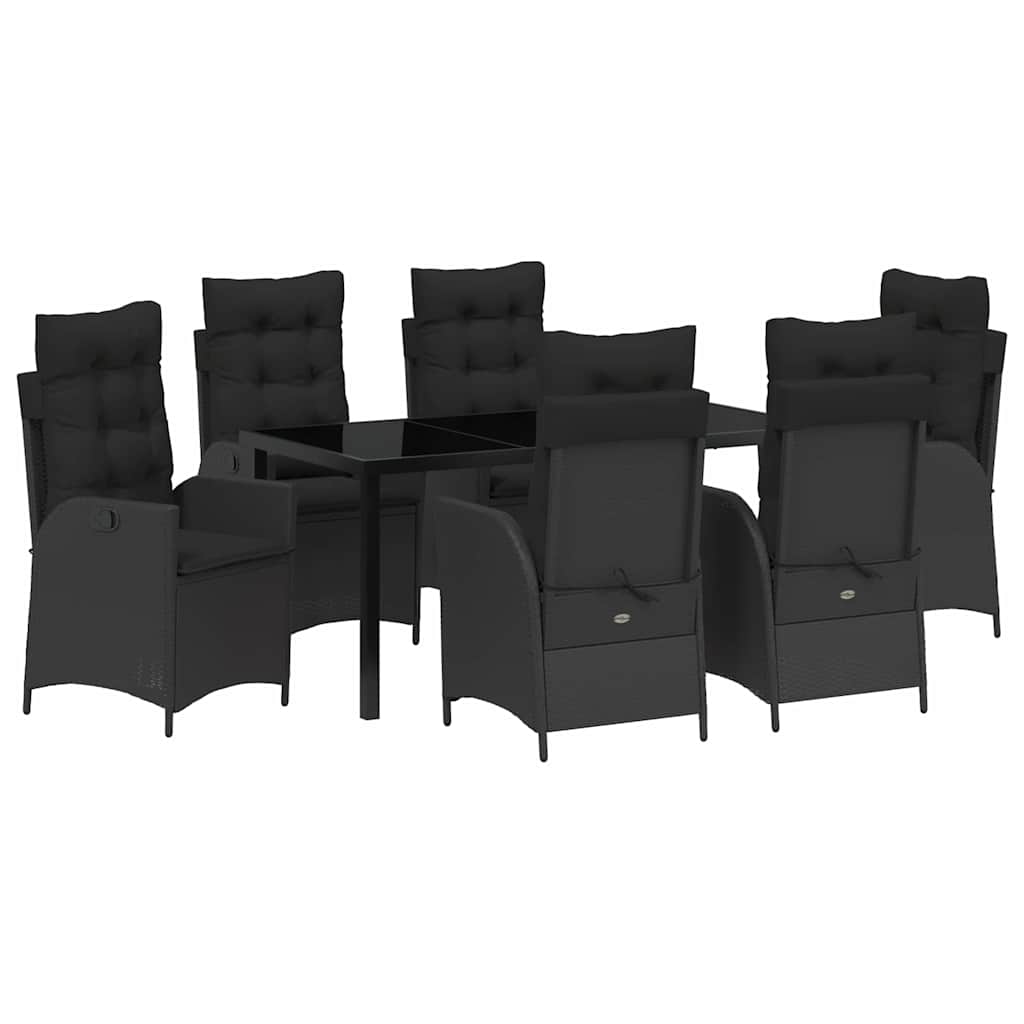 Kert étkező szett párnával 7 pcs Fekete polirattan