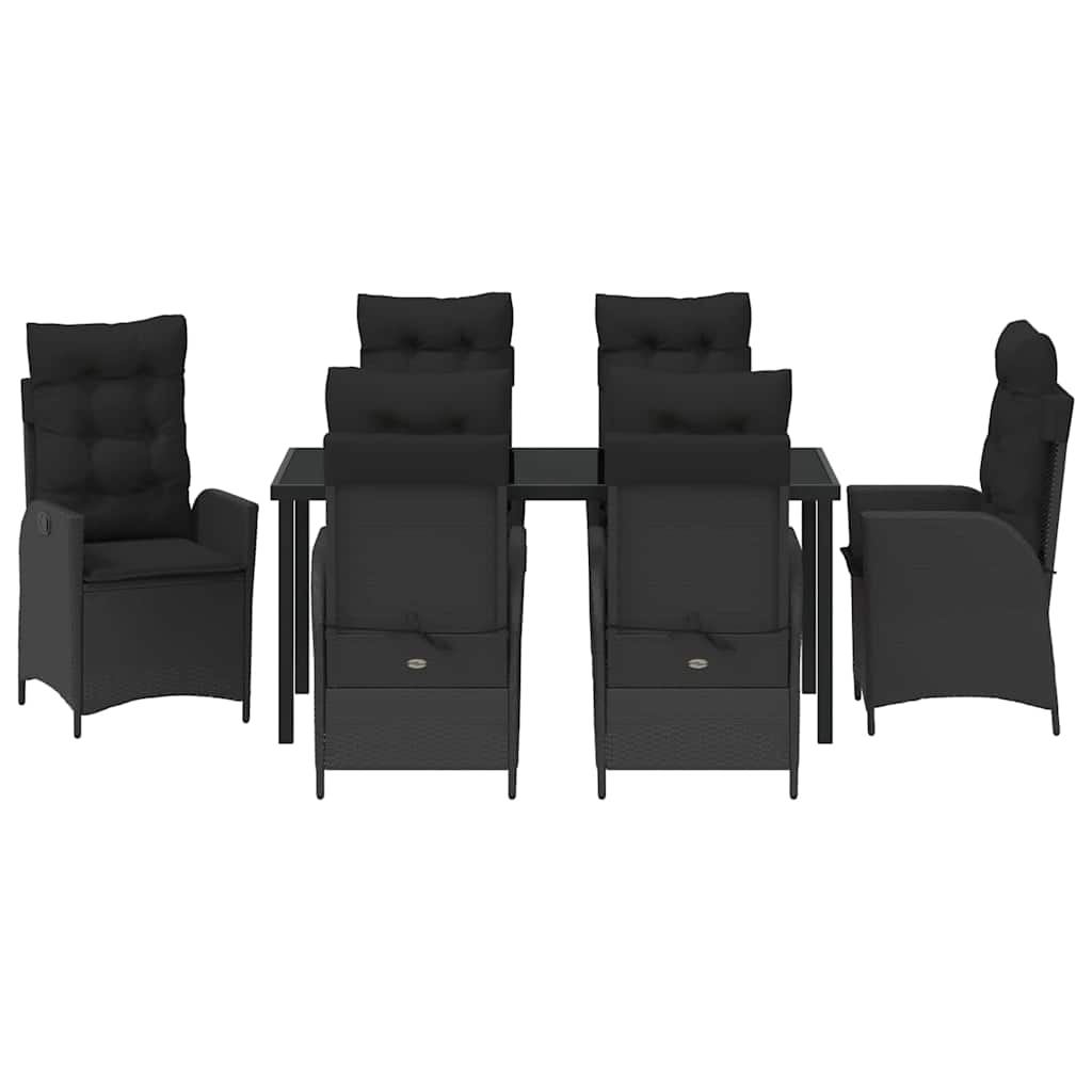 Kert étkező szett párnával 7 pcs Fekete polirattan