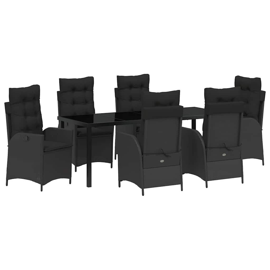 Kert étkező szett párnával 7 pcs Fekete polirattan