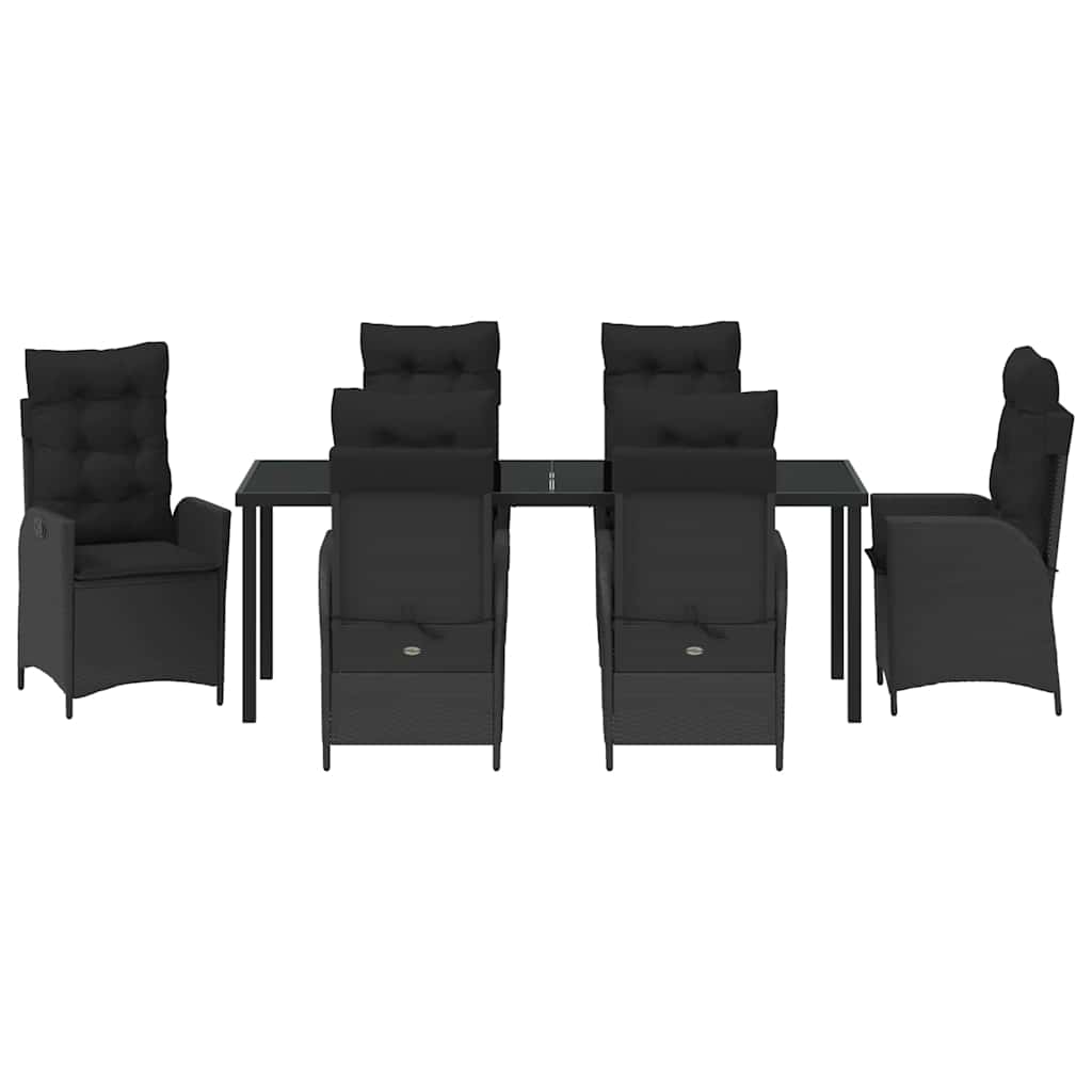 Kert étkező szett párnával 7 pcs Fekete polirattan