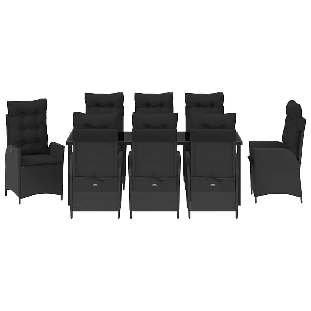 Kert étkező szett párnával 9 pcs Fekete polirattan