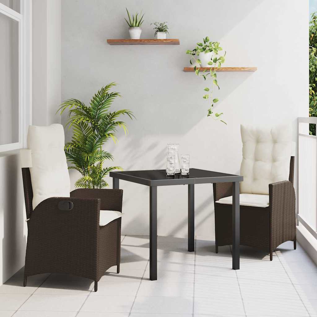 Kert étkező szett párnával 3 pcs Barna polirattan