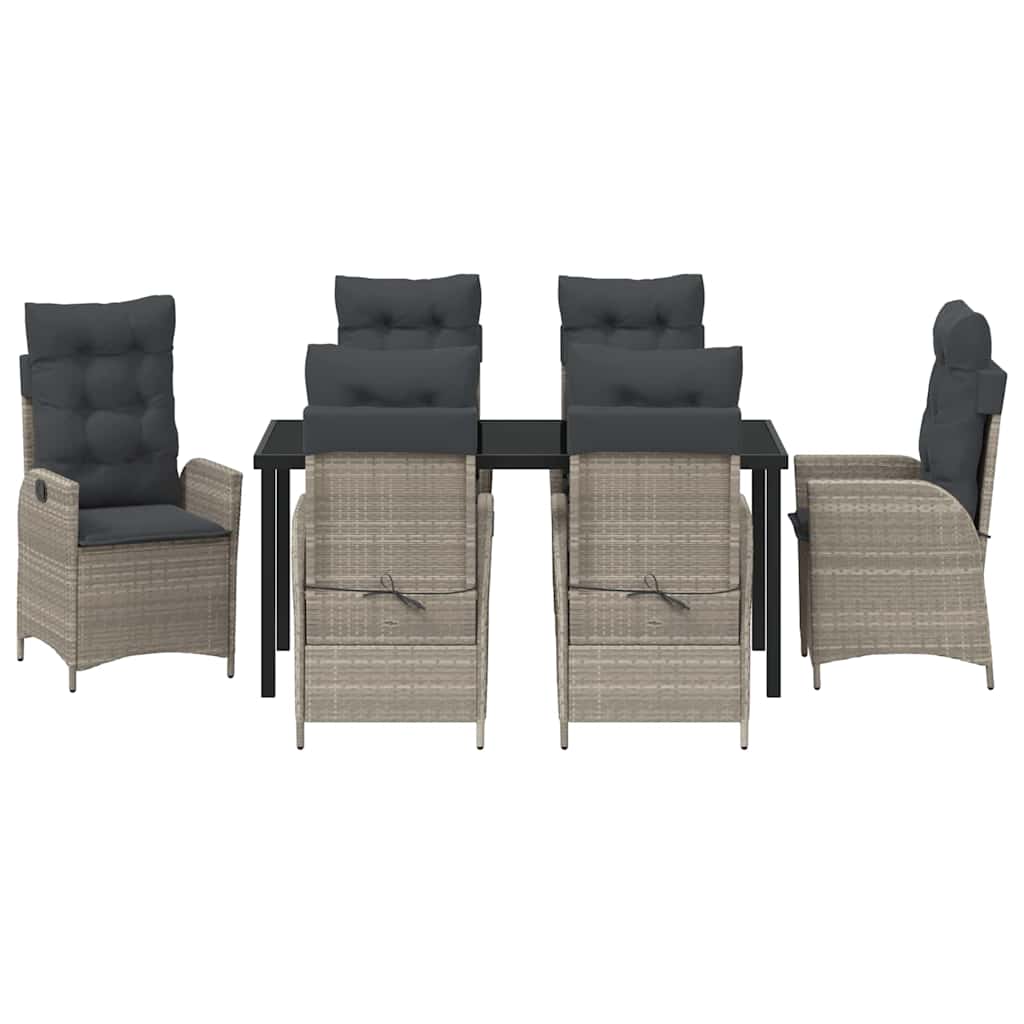 Kert étkező szett párnával 7 pcs Világosszürke polirattan
