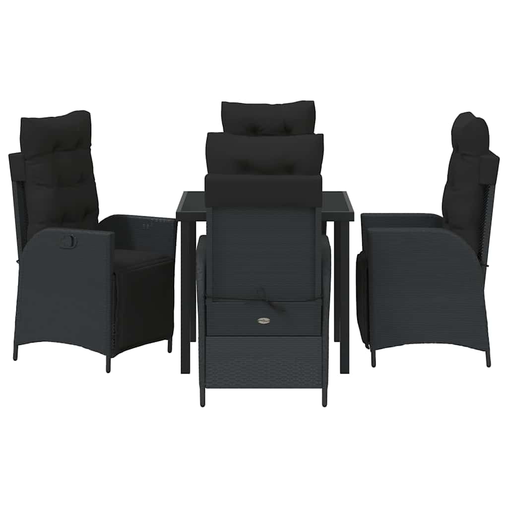 Kert étkező szett párnával 5 pcs Fekete polirattan