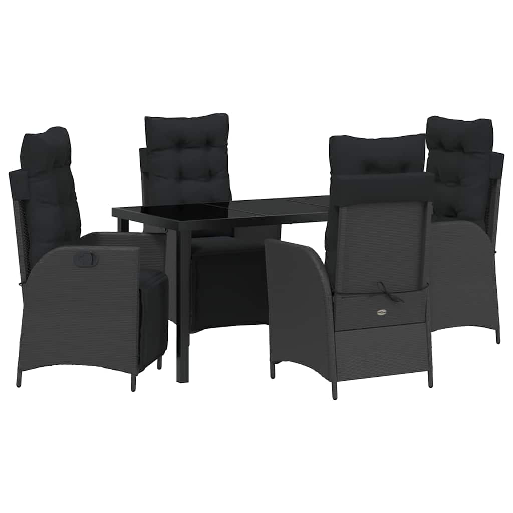 Kert étkező szett párnával 5 pcs Fekete polirattan