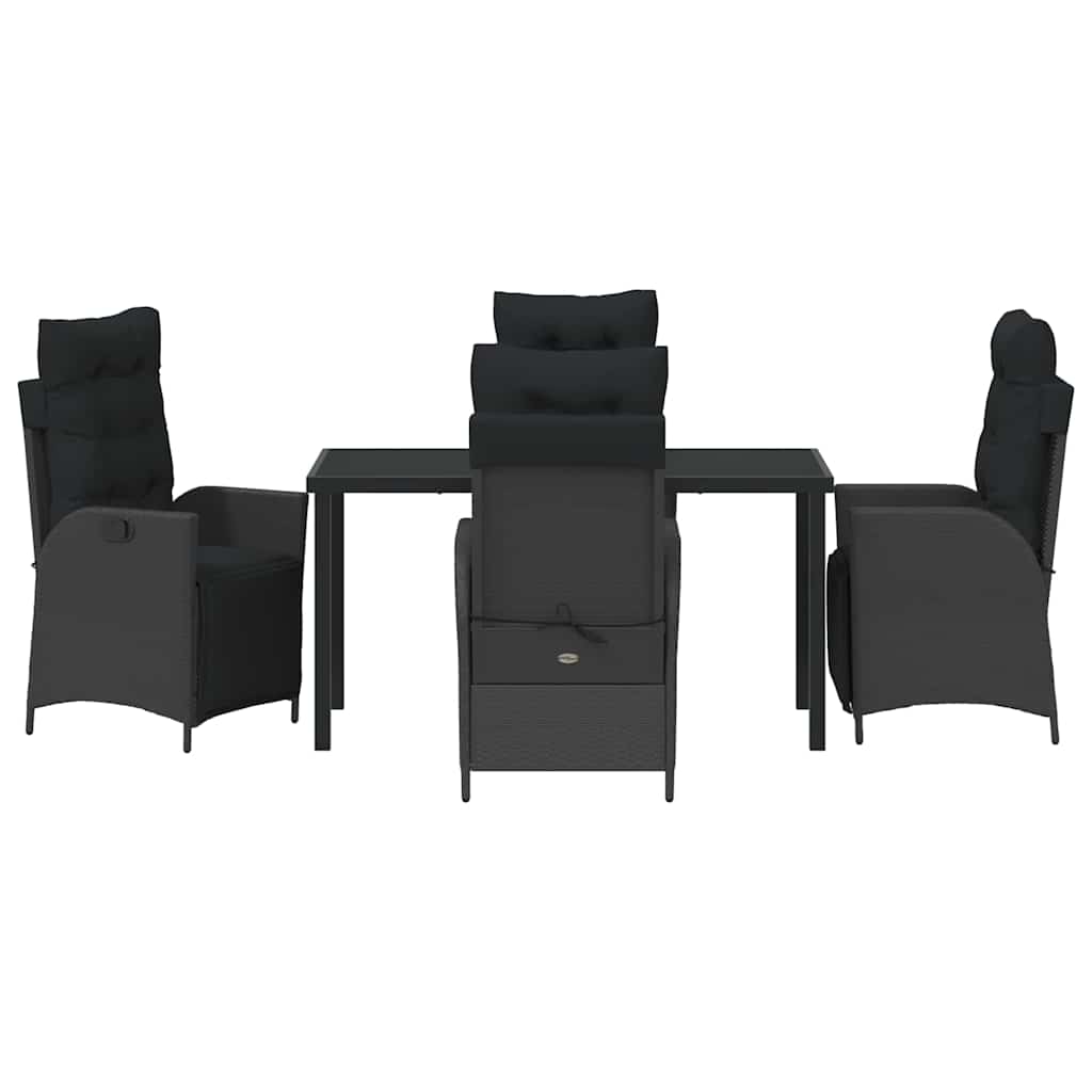 Kert étkező szett párnával 5 pcs Fekete polirattan