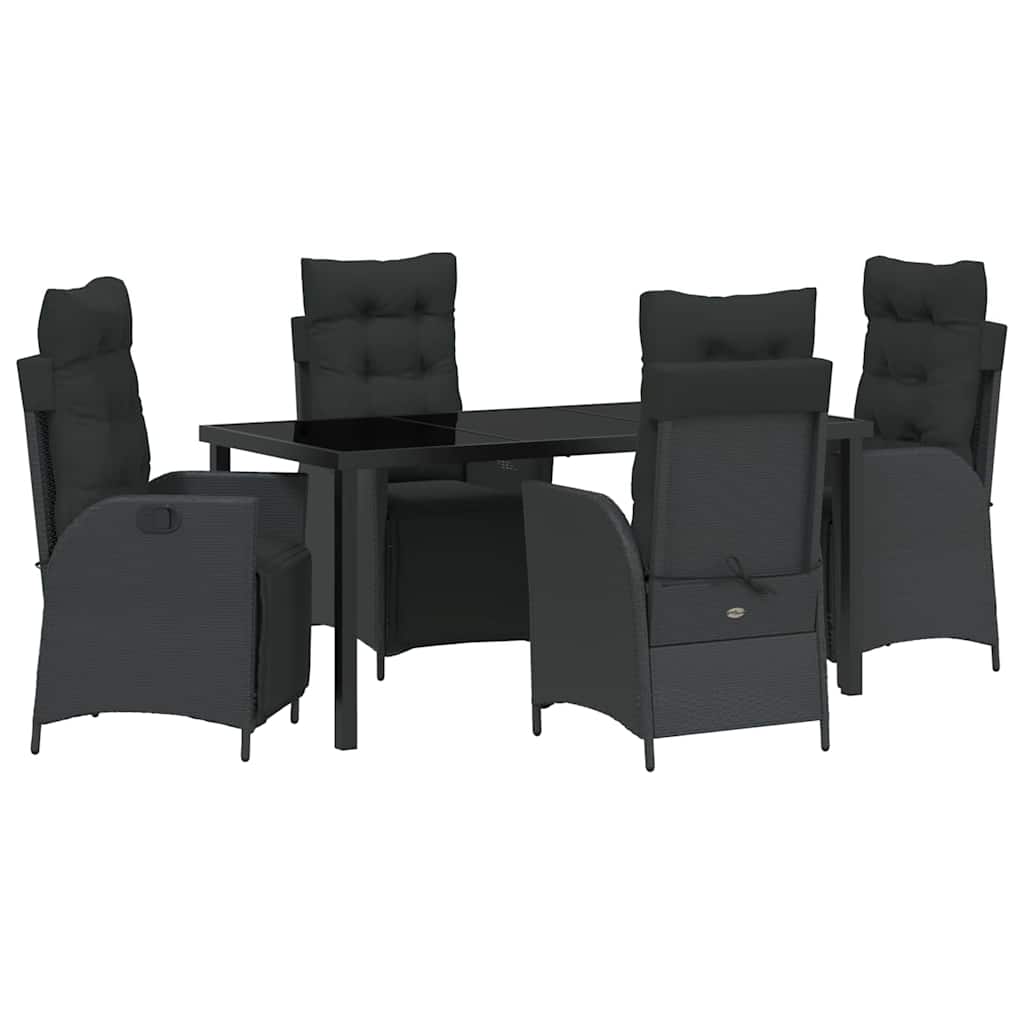 Kert étkező szett párnával 5 pcs Fekete polirattan