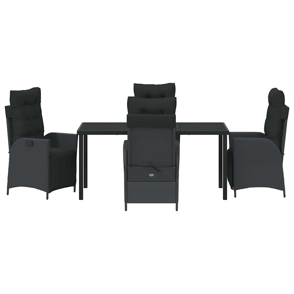 Kert étkező szett párnával 5 pcs Fekete polirattan