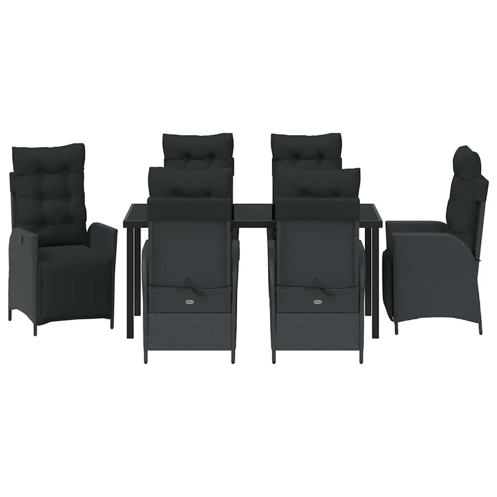 Kert étkező szett párnával 7 pcs Fekete polirattan