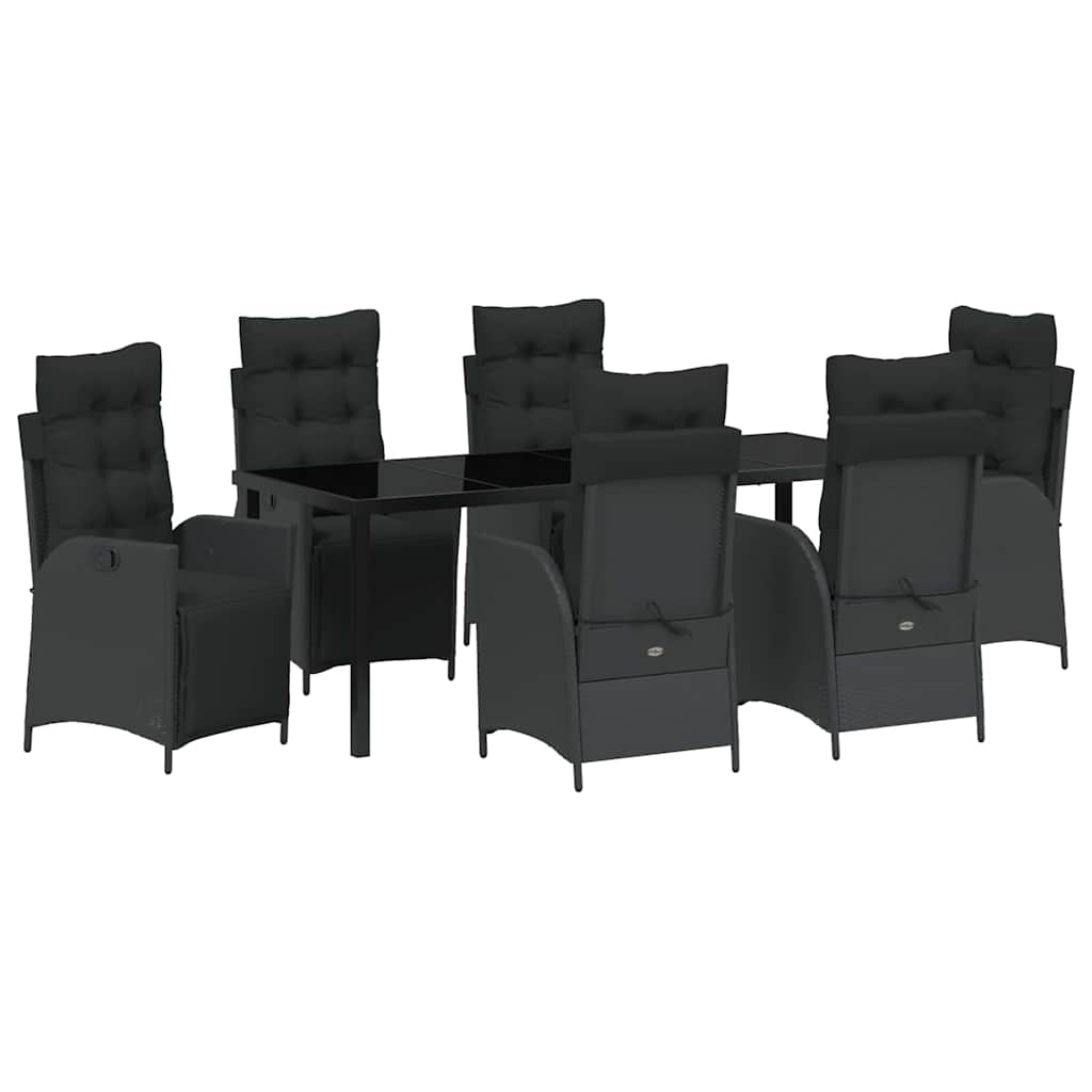 Kert étkező szett párnával 7 pcs Fekete polirattan