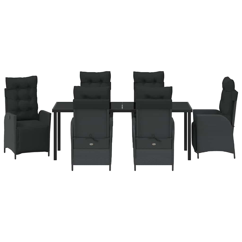 Kert étkező szett párnával 7 pcs Fekete polirattan