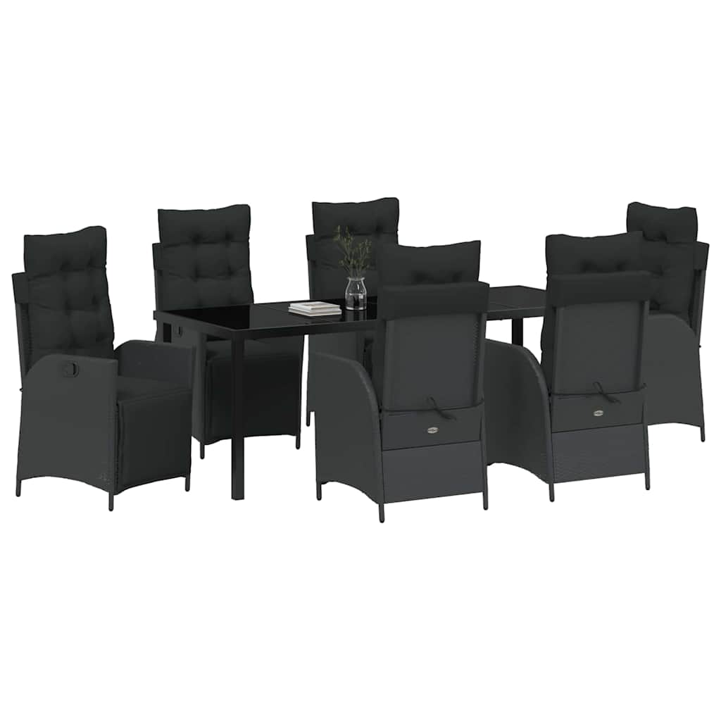 Kert étkező szett párnával 7 pcs Fekete polirattan