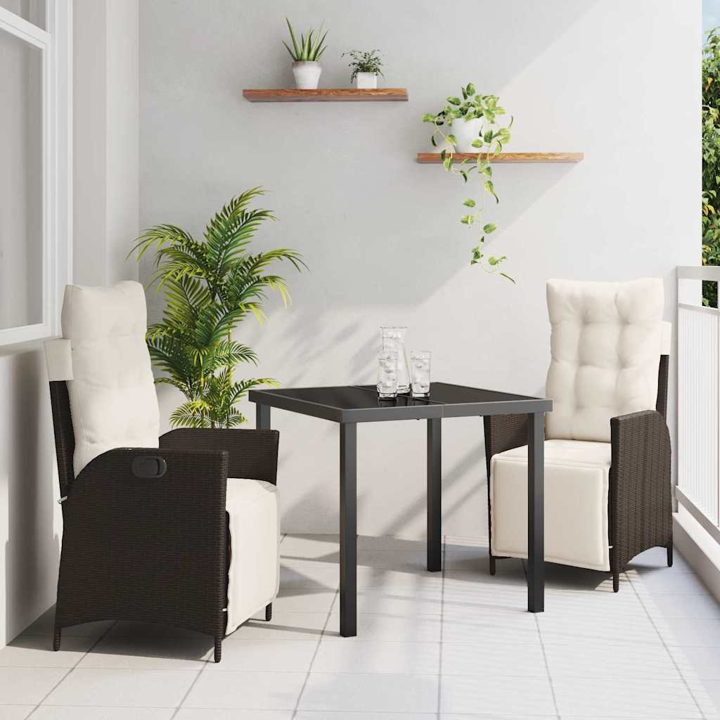 Kert étkező szett párnával 3 pcs Barna polirattan