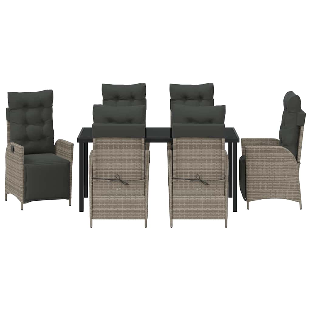 Kert étkező szett párnával 7 pcs Szürke polirattan