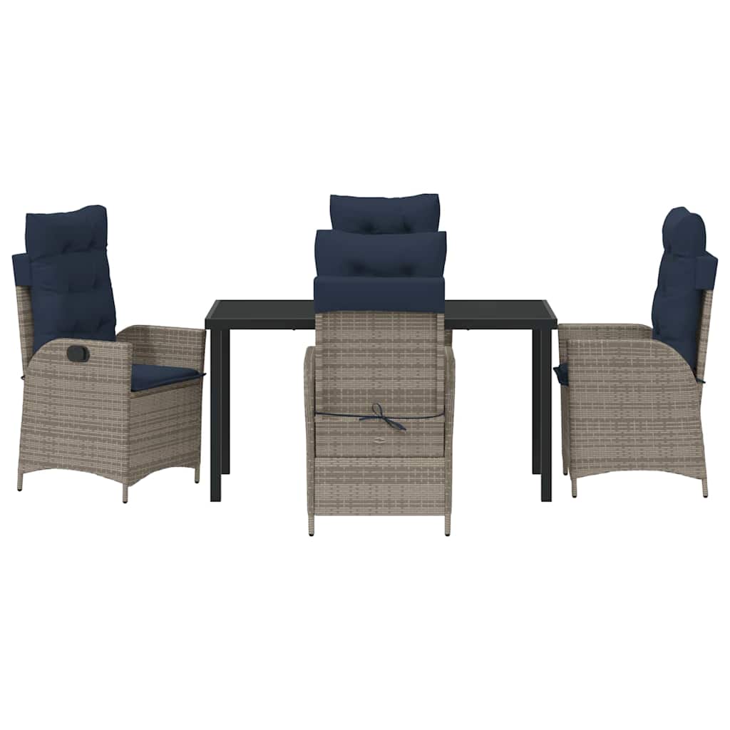 Kert étkező szett párnával 5 pcs Szürke és fekete Rattan
