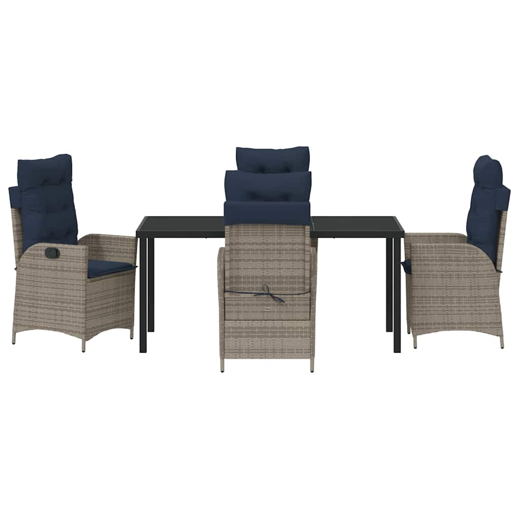 Kert étkező szett párnával 5 pcs Szürke és fekete Rattan