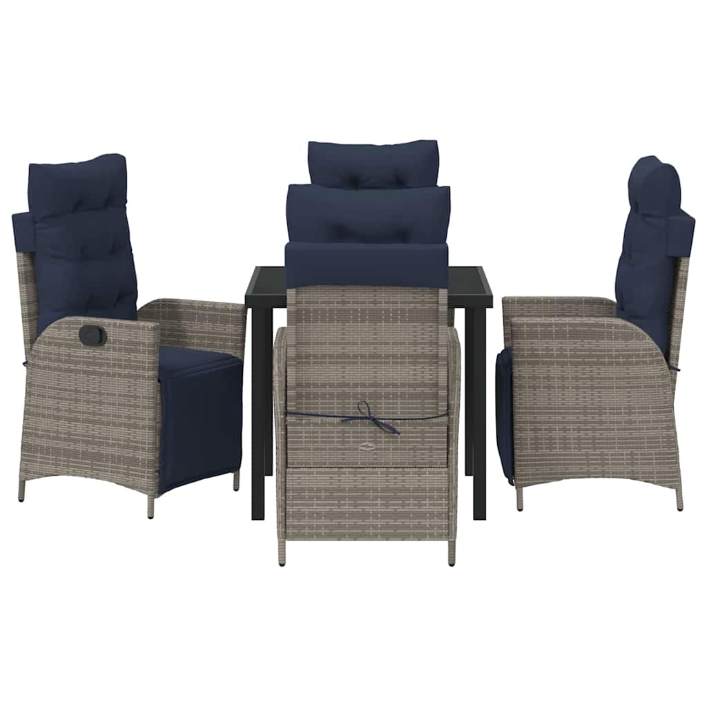 Kert étkező szett párnával 5 pcs Szürke és fekete Rattan