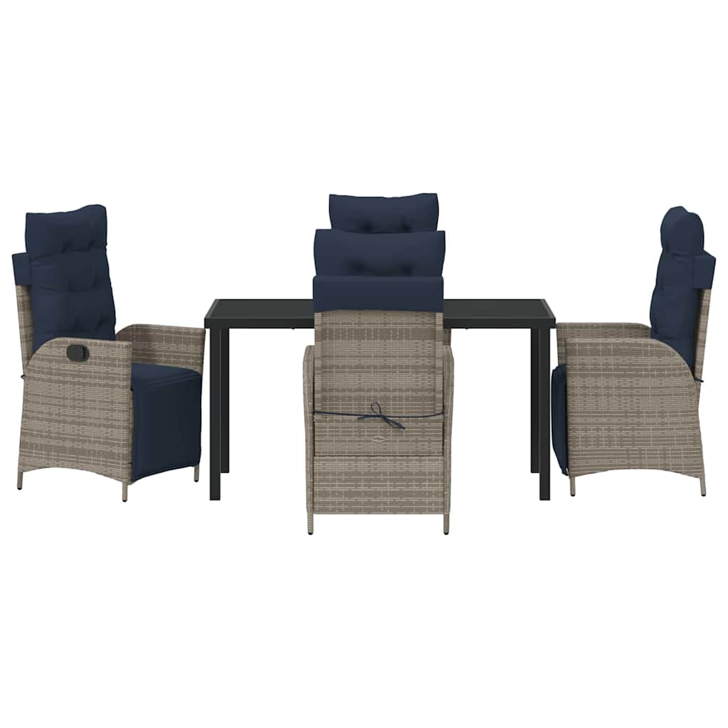 Kert étkező szett párnával 5 pcs Szürke és fekete Rattan