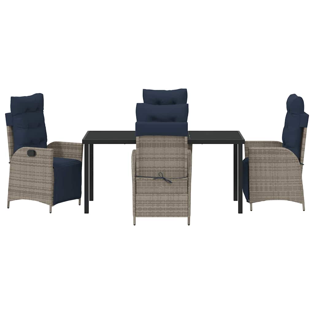 Kert étkező szett párnával 5 pcs Szürke és fekete Rattan