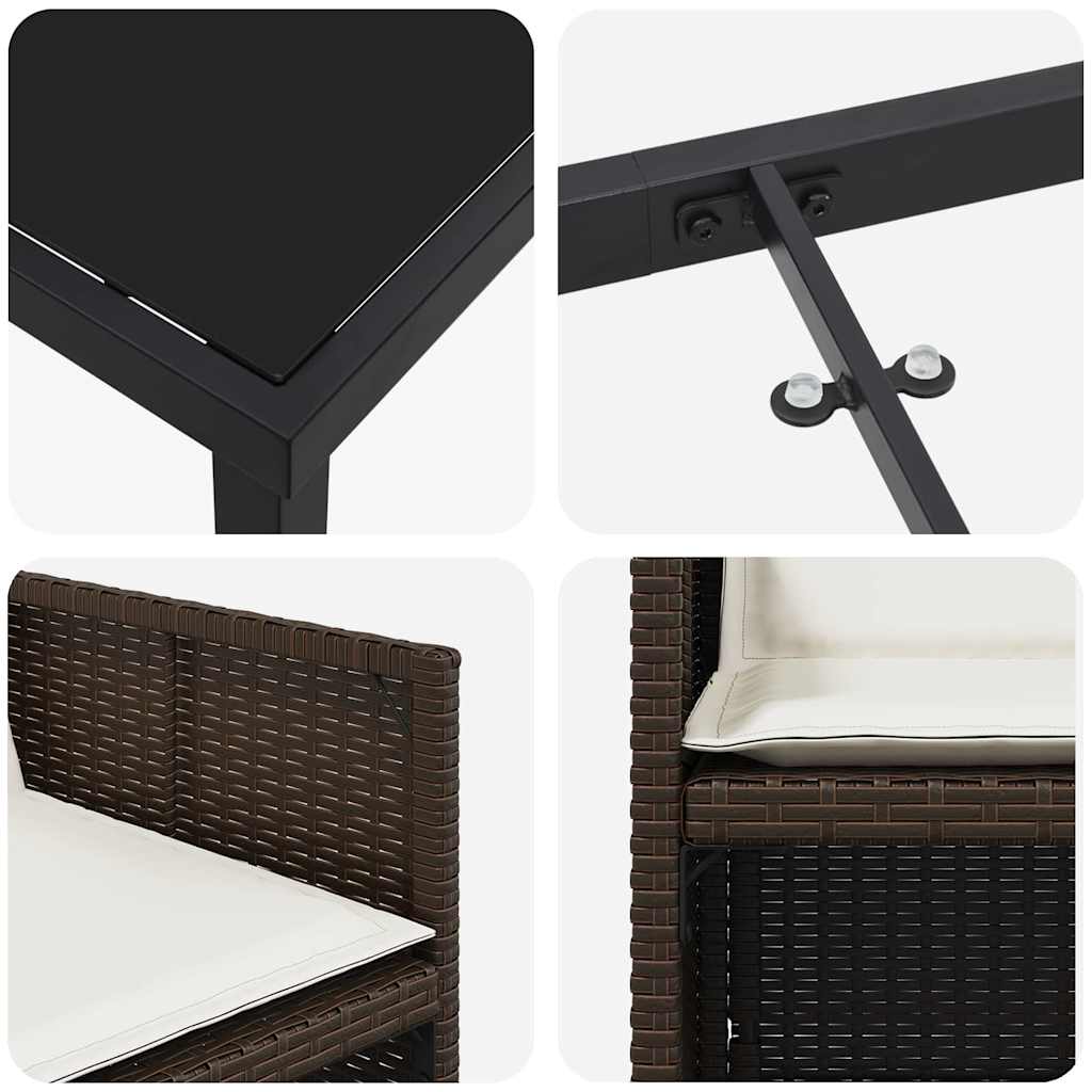 Kert étkező szett 5 pcs Barna polirattan