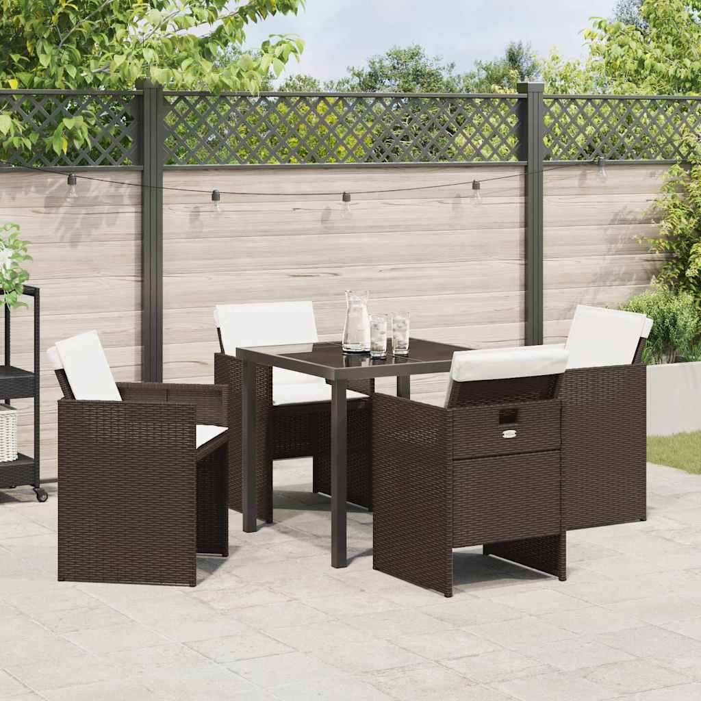 Kert étkező szett 5 pcs Barna polirattan