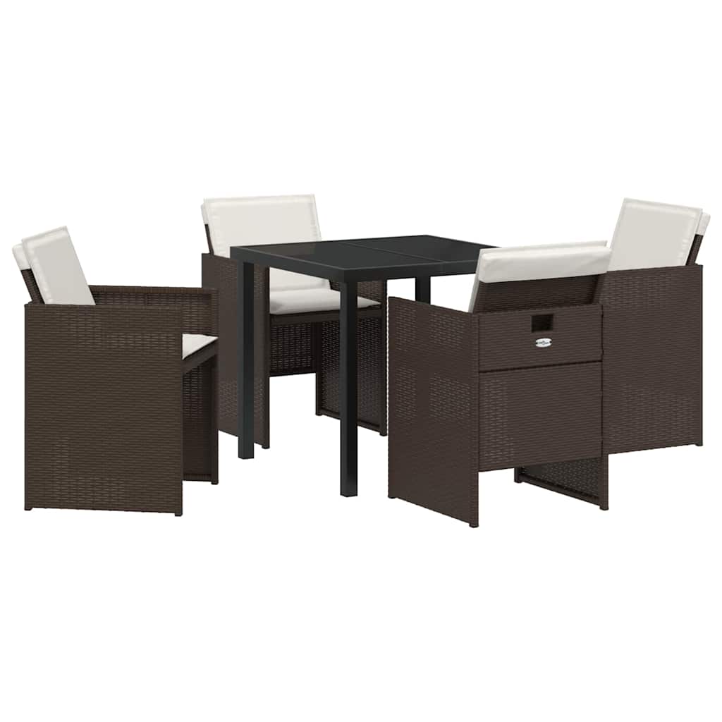 Kert étkező szett 5 pcs Barna polirattan