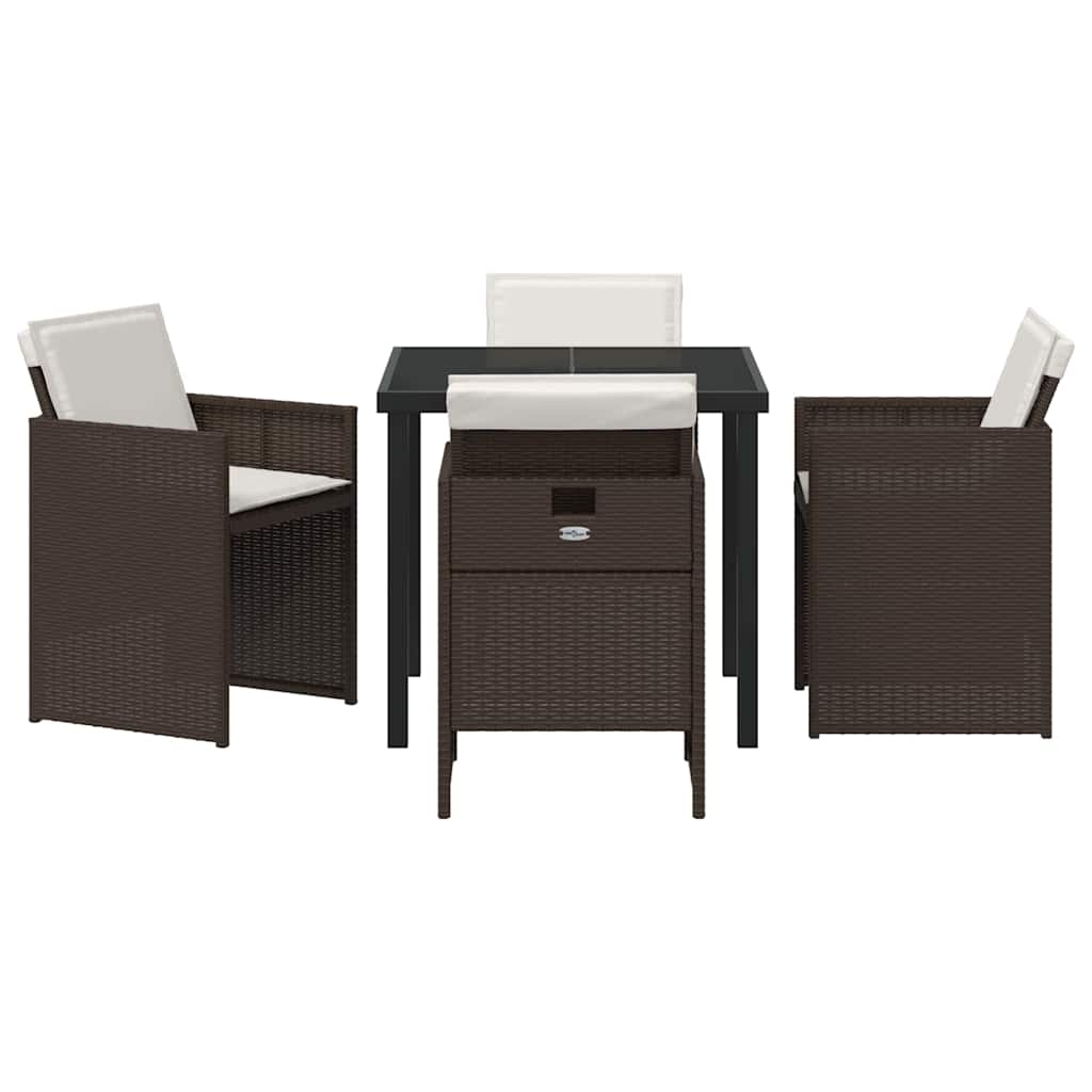Kert étkező szett 5 pcs Barna polirattan