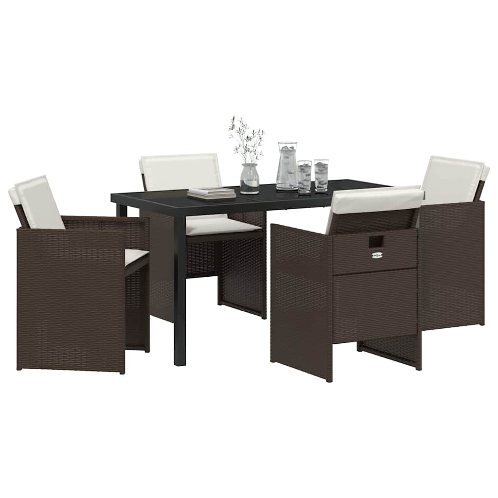 Kert étkező szett 5 pcs Barna polirattan