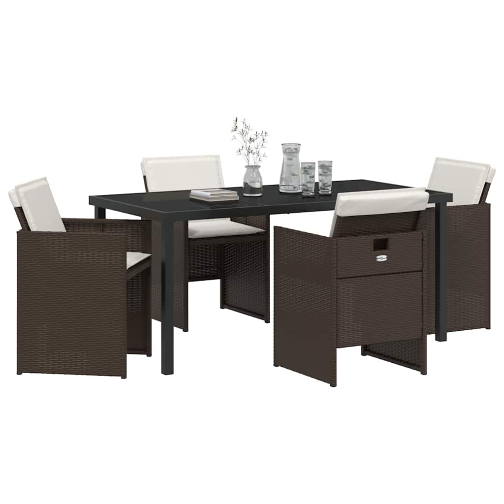 Kert étkező szett 5 pcs Barna polirattan