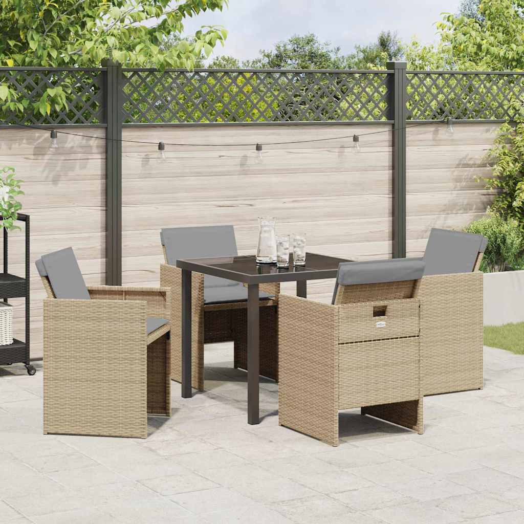 Kert étkező szett 5 pcs Bézs polirattan