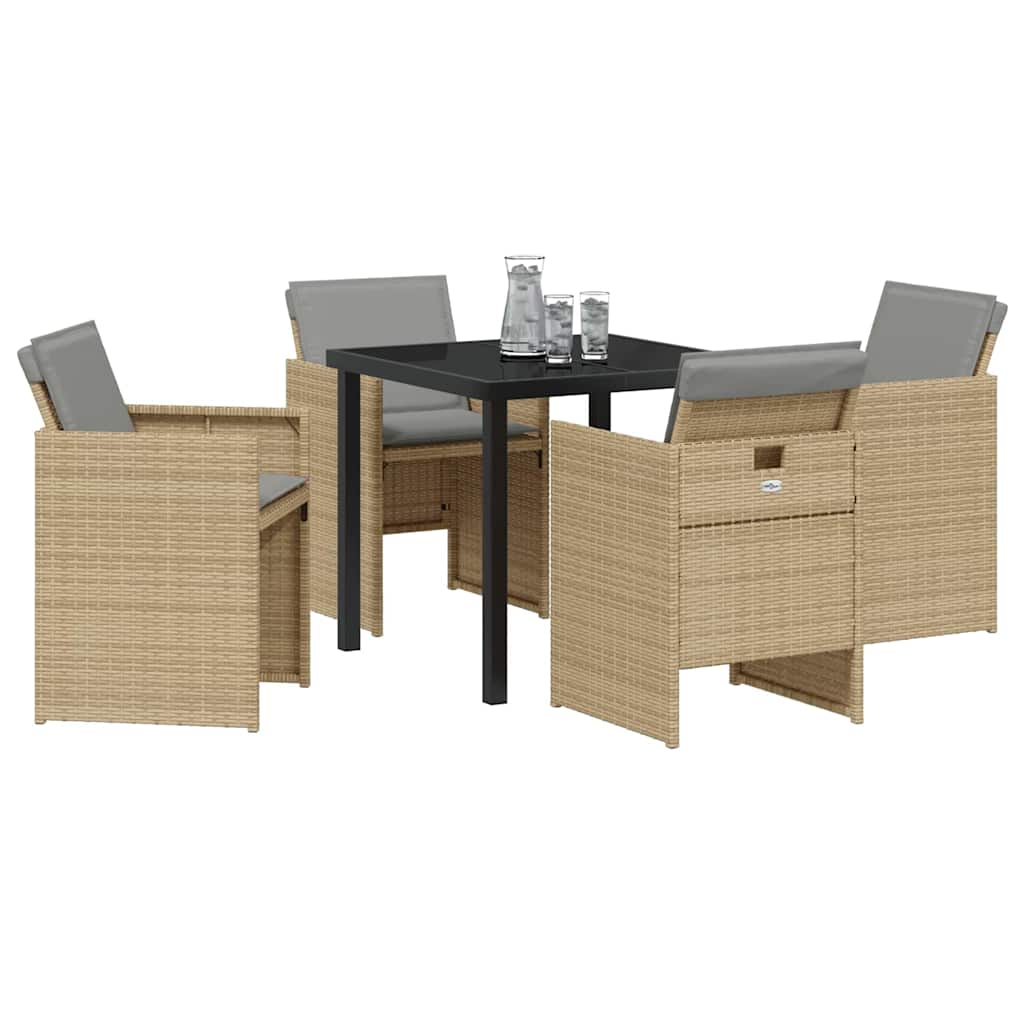 Kert étkező szett 5 pcs Bézs polirattan